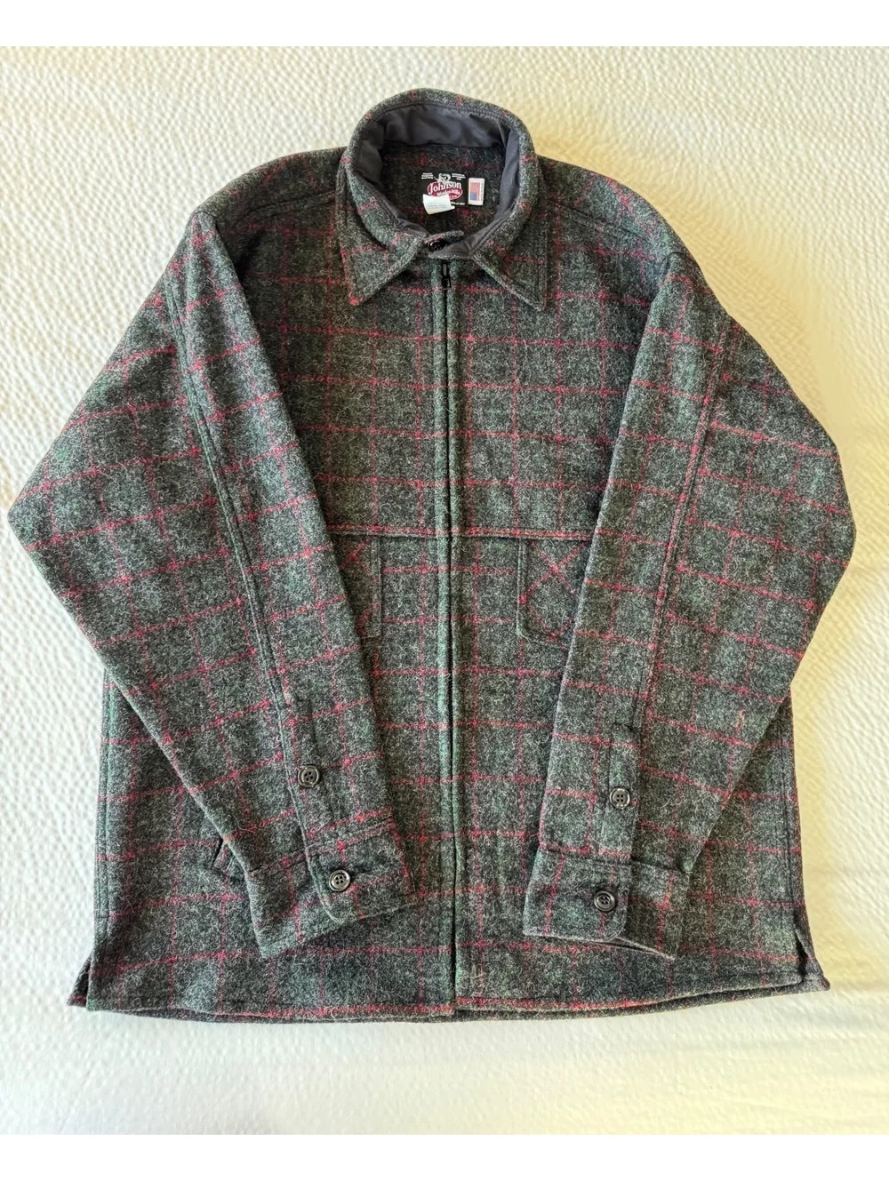 Johnson Woolen Mills Adirondack Plaid Wool Blend Jacket Large